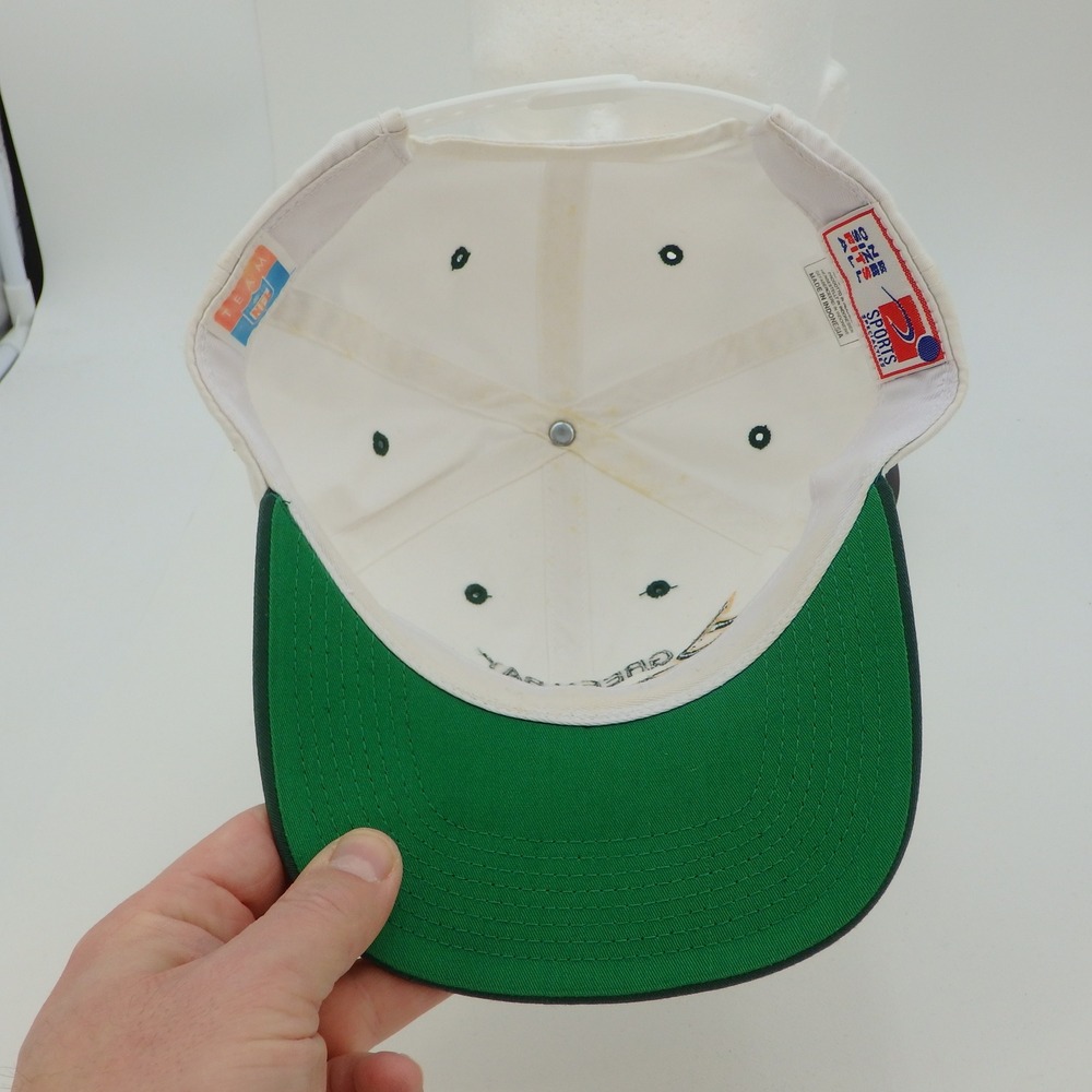 Green Bay Packers Baseball Cap White Green Snap Back Script Sports Specialties - Picture 10 of 15